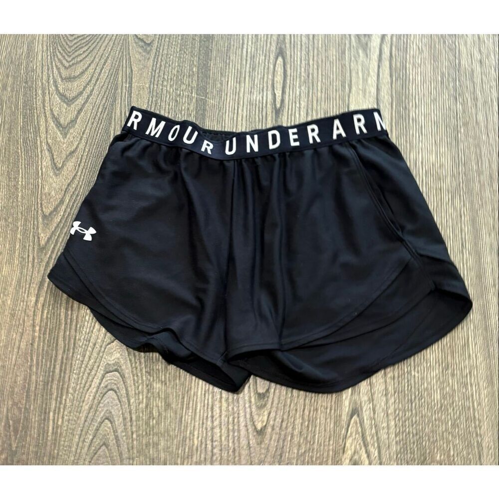 Under Armour Womens UA Play Up 5" Shorts Mid-Rise Elastic Waistband Black Size S